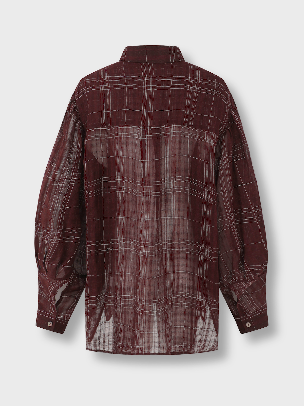 Burgundy Red Pleated Linen Shirt