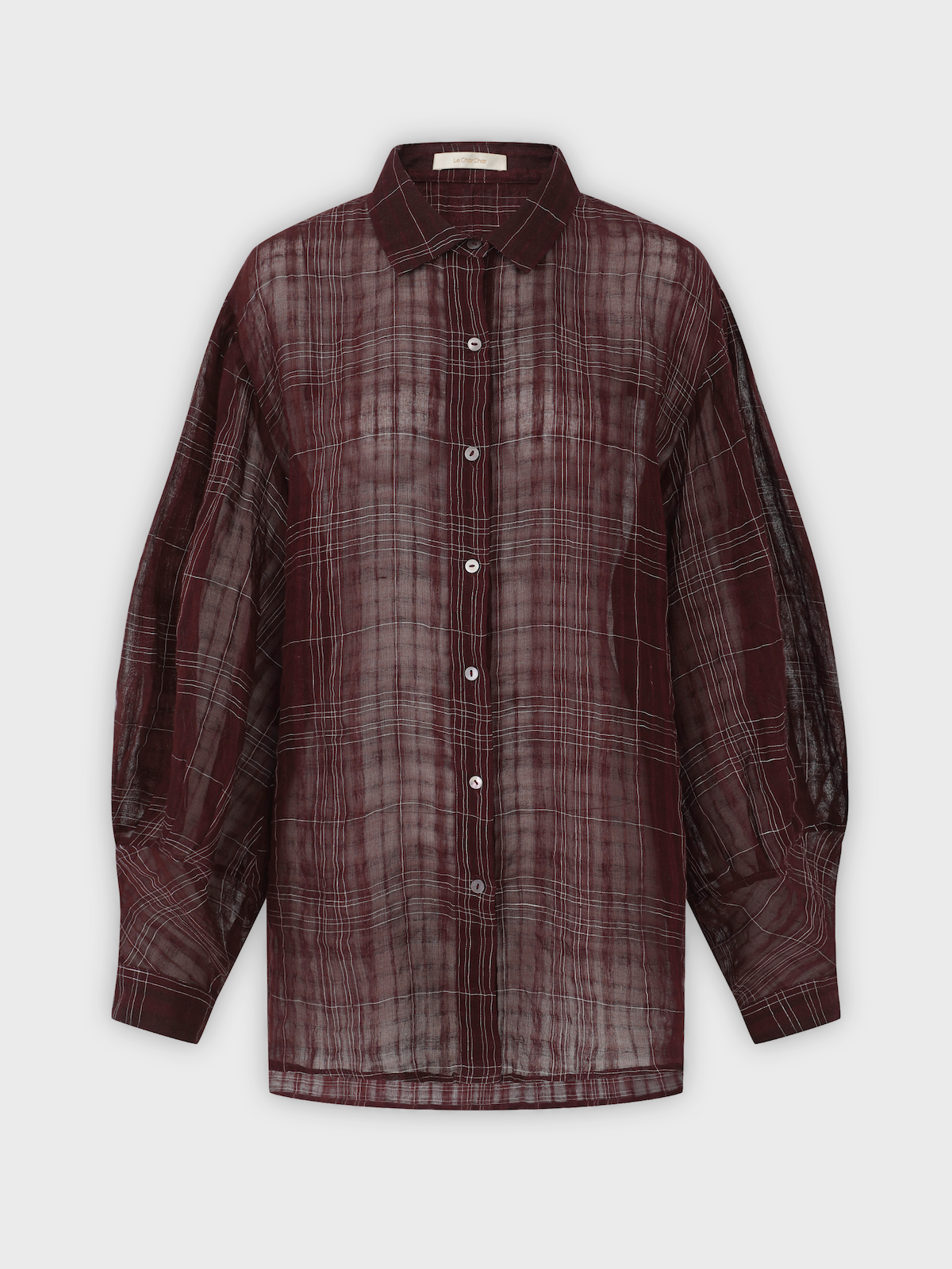 Burgundy Red Pleated Linen Shirt