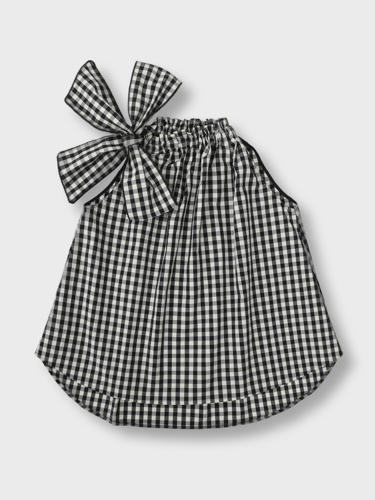 Pussy-bow Gingham Blouse