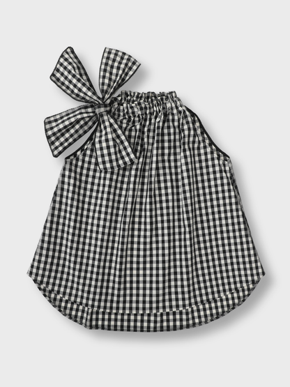 Pussy-bow Gingham Blouse